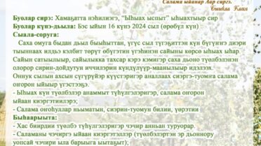 2024 сылга ыһыллар Нам улууһун Хамаҕатта нэһилиэгин